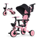 KRIDDO 13-in-1 Convertible & Foldable Tricycle Stroller Pink