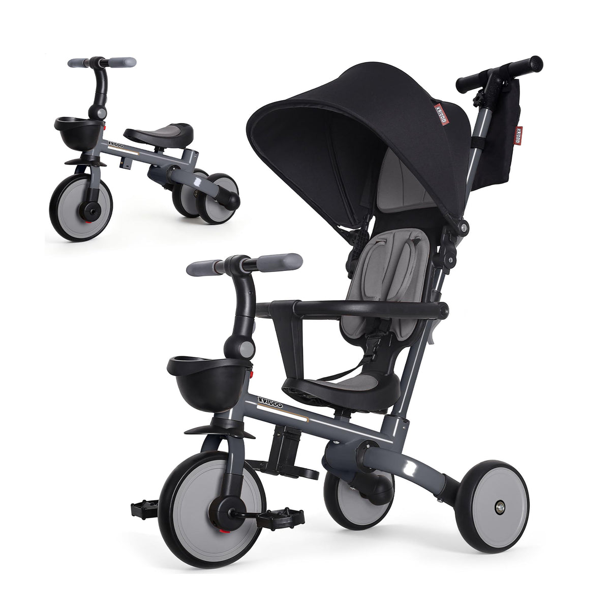 KRIDDO 13-in-1 Convertible & Foldable Tricycle Stroller
