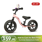 KRIDDO Pink Toy Balance Bike with Unicorn Toy for 2 to 5 Years Old