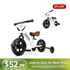 KRIDDO Convertible Balance Bike with Training Wheels for Ages 18 Months to 3 Years White
