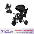 KRIDDO 8-in-1 Kids Stroller Tricycle with bell and Adjustable Seat for 18 Months to 5 Years Old Grey