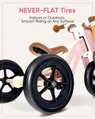 Kriddo Kids Tricycle with Wood Frame and Adjustable Seat for 1 to 4 Years Old Pink