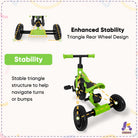 Kriddo Kids Tricycle for 1.5 to 3 Years Old Green 4-in-1