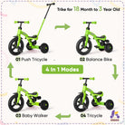 Kriddo Kids Tricycle for 1.5 to 3 Years Old Green 4-in-1