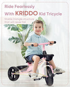 Kriddo Kids Tricycle with Fixed Training Wheels for 2 to 4 Years Old Pink