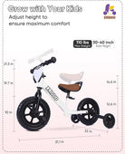 Kriddo Toddler Balance Bike with Removable Training Wheels for 18 Months to 5 Years Old White