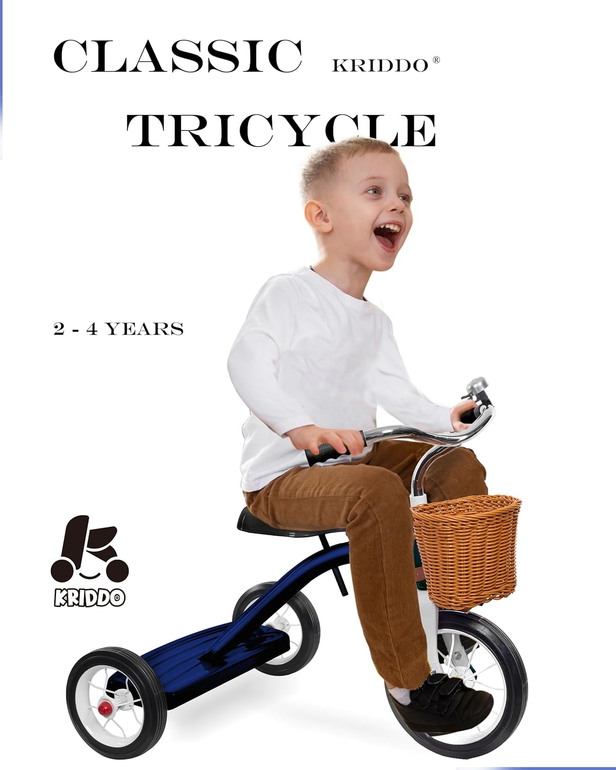 Kriddo Kids Classic Tricycle with Removable bucket for 2 to 4 Years Old Blue