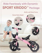 Kriddo Kids Tricycle with Fixed Training Wheels for 2 to 4 Years Old Pink