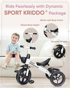 Kriddo Kids Tricycle with Fixed Training Wheels for 2 to 4 Years Old White