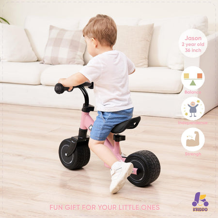 Kriddo Baby Balance Bike with Adjustable Seat for 1 to 3 Years Old Pink