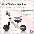 Kriddo Baby Balance Bike with Adjustable Seat for 1 to 3 Years Old Pink