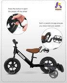 Kriddo Toddler Balance Bike with Removable Training Wheels for 18 Months to 5 Years Old Black