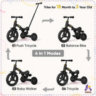 Kriddo Kids Tricycle for 1.5 to 3 Years Old Black 4-in-1