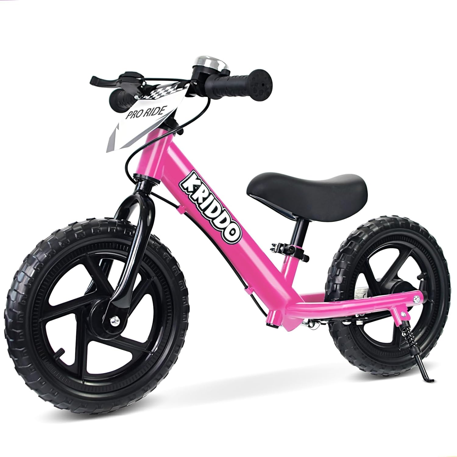 Kriddo Toddler Balance Bike with Brake and Flag for 18 Months to 3 Years Old Pink