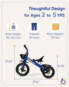 Kriddo Kids Tricycle with Fixed Training Wheels for 2 to 4 Years Old Blue