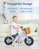 Kriddo Kids Tricycle with Wood Frame and Adjustable Seat for 1 to 4 Years Old Blue