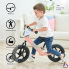 Kriddo Toddler Balance Bike with Customize Plate for 18 Months to 3 Years Old Pink V2