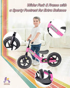 KRIDDO Kids Balance Bike for 2 to 5 Years Old with DIY Colorful Stickers Pink