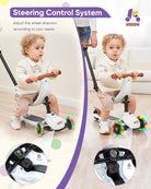 KRIDDO Kids Scooters with Removable Seat for 1 to 5 Years Old White 3-in-1