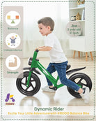 Kriddo Toddler Balance Bike with Front Light and Adjustable Seat for 2 to 5 Years Old Green