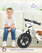 Kriddo Toddler Balance Bike with Brake and Flag for 18 Months to 3 Years Old White