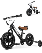 Kriddo Toddler Balance Bike with Removable Training Wheels for 18 Months to 5 Years Old Black