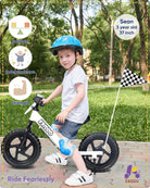 Kriddo Toddler Balance Bike with Brake and Flag for 18 Months to 3 Years Old White