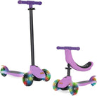 KRIDDO Kids Scooters with Removable Seat for 1 to 5 Years Old Purple 3-in-1