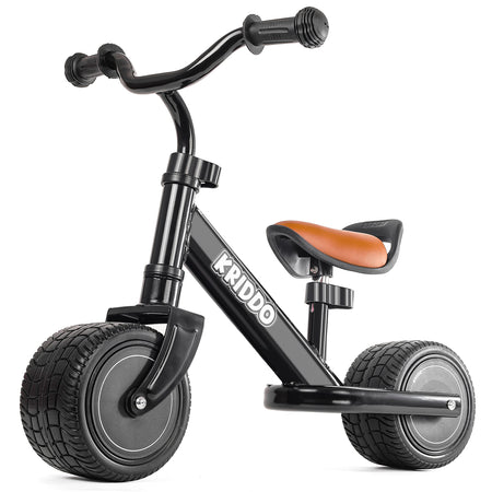 KRIDDO Baby Balance Bike with Adjustable Seat for 1 to 3 Years Old Black