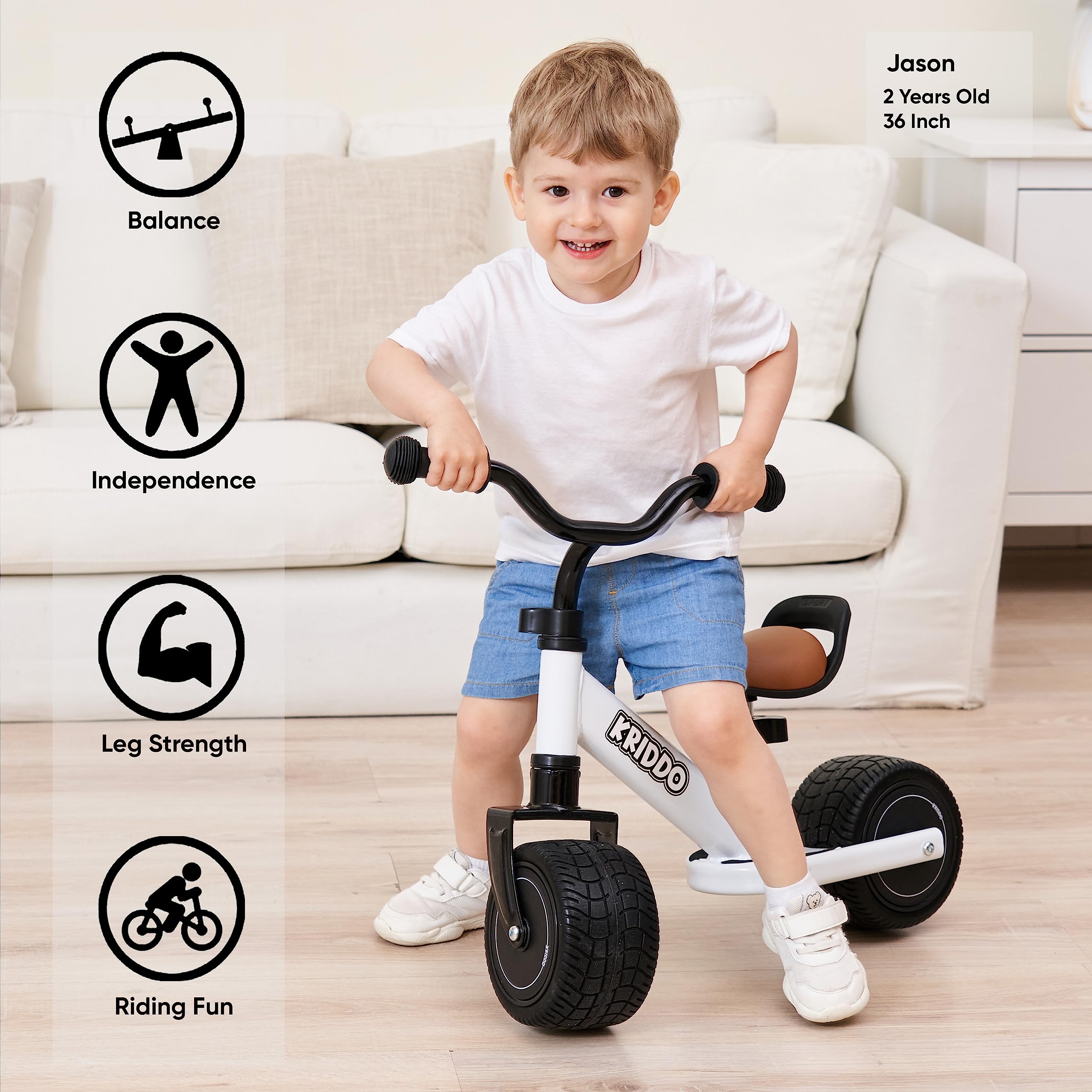 KRIDDO Baby Balance Bike 1-3 Year Old, Mini Cruiser Bike for One Year Old First Birthday Gifts Baby Toys 12 Months to 3 Year Old, Black
