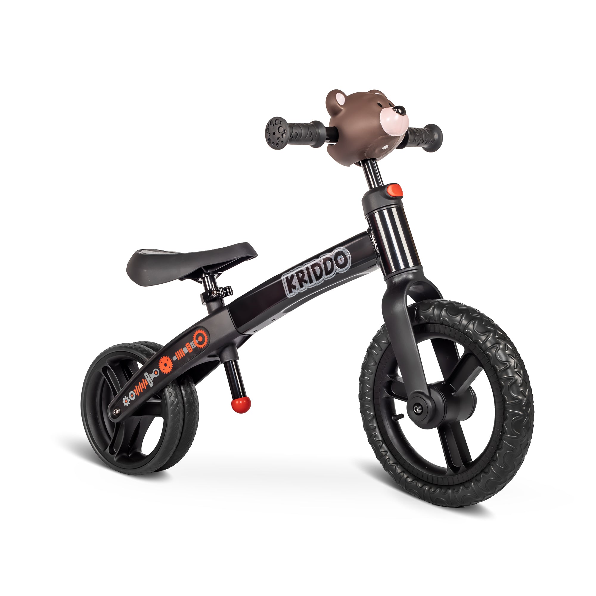 KRIDDO Toddler Balance Bike 2 Year Old, Age 18 Months to 5 Years Old, Early Learning Interactive Push Bicycle with Steady Balancing and Footrest, Gift for 2-5 Boys Girls, Black Dual