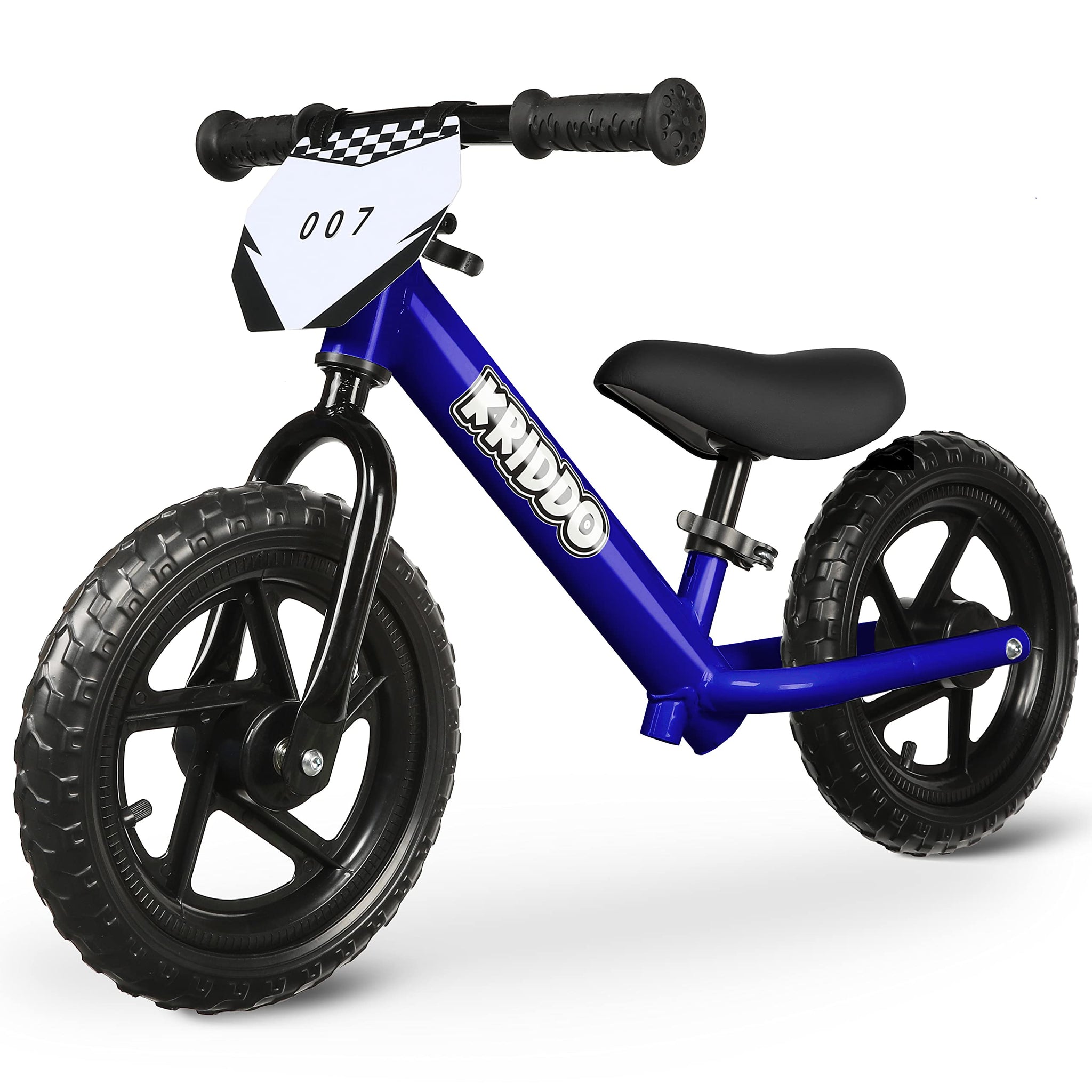 KRIDDO Toddler Balance Bike with Customize Plate for 18 Months to 3 Years Old Blue