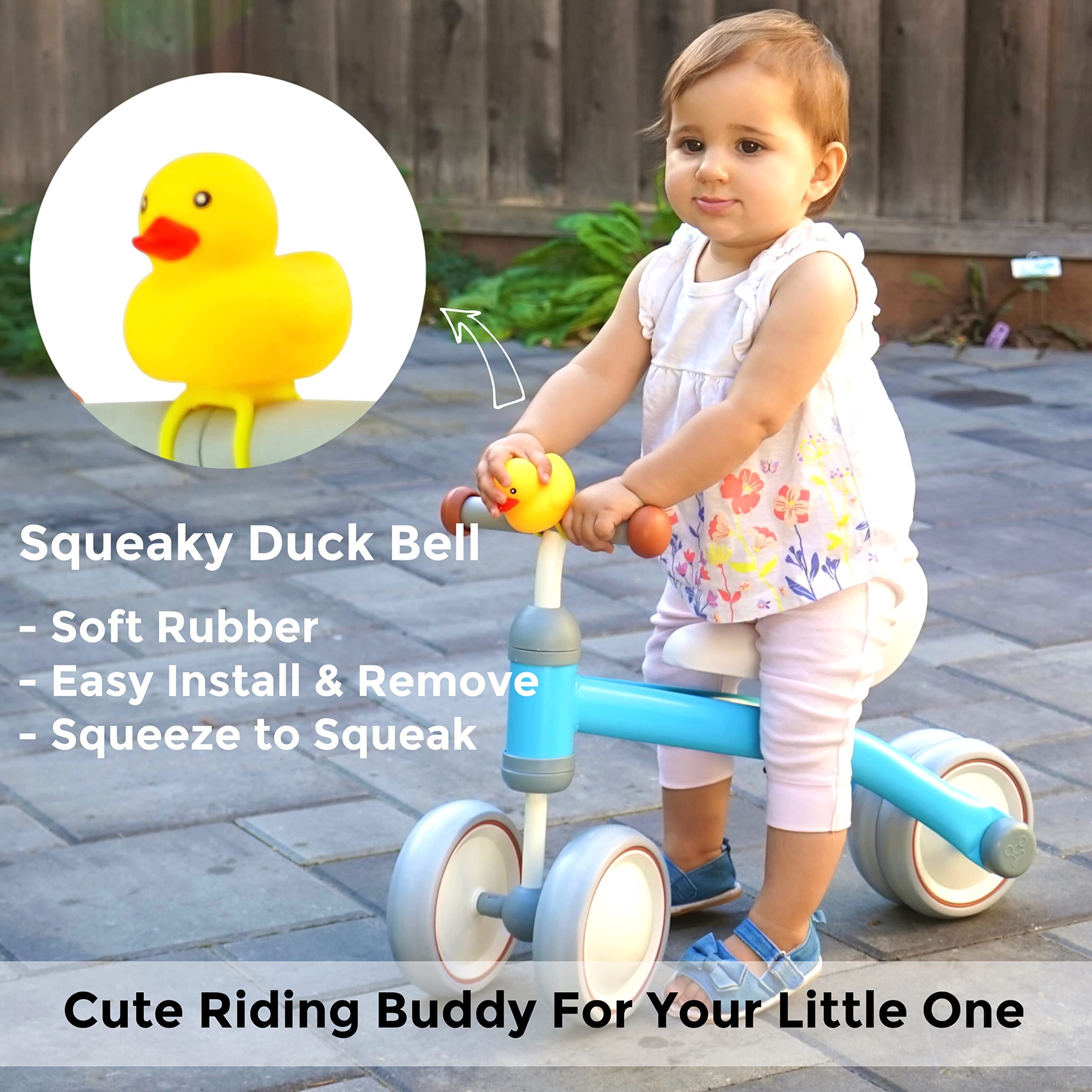 KRIDDO Baby Balance Bike for 1-2 Year Old Boy and Girl Gifts, Toddler Bike with Duck Bell for One Year Old First Birthday Gifts Baby Toys 12 Months to 3 Year Old, Blue