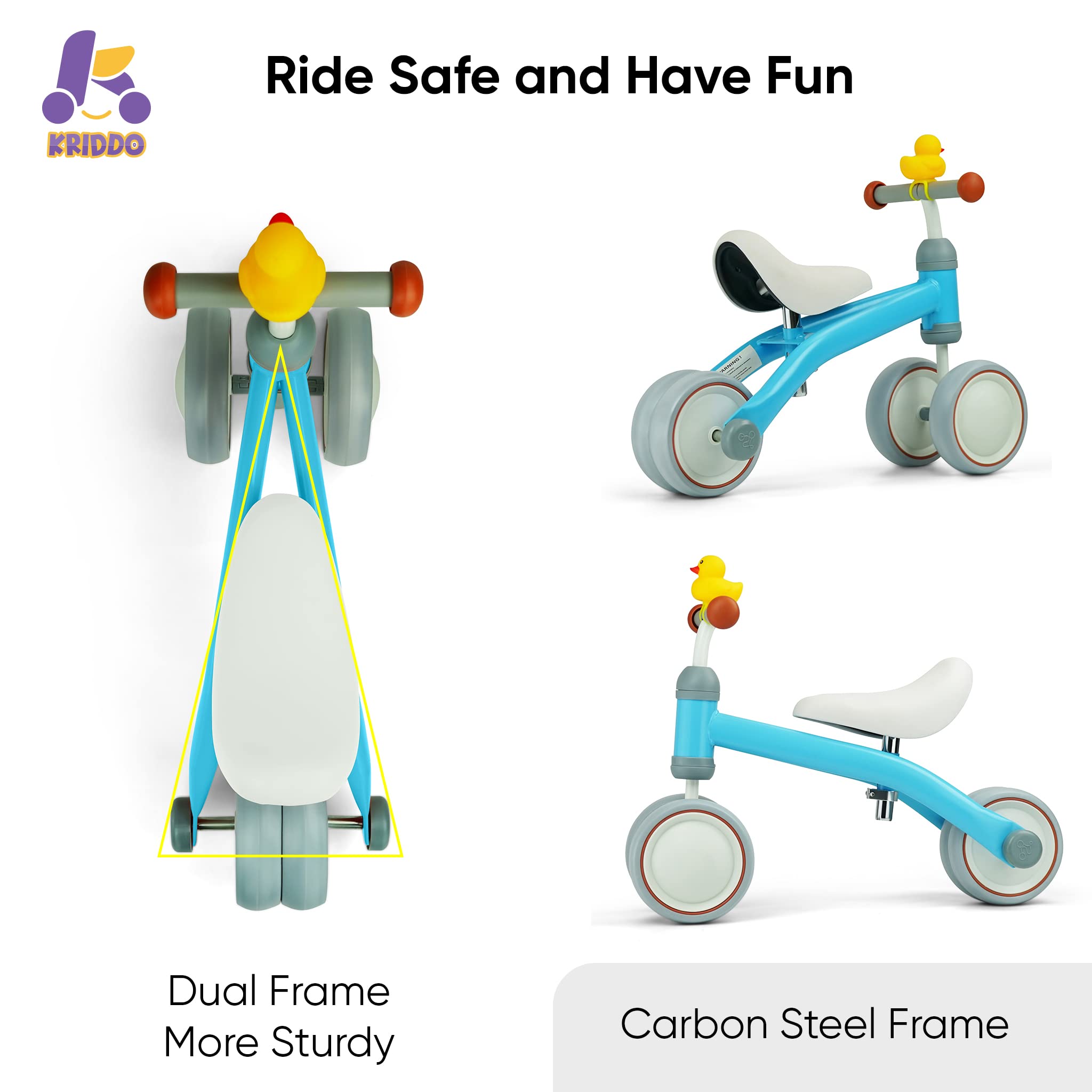 KRIDDO Baby Balance Bike for 1 2 Year Old Boy and Girl Gifts Toddler