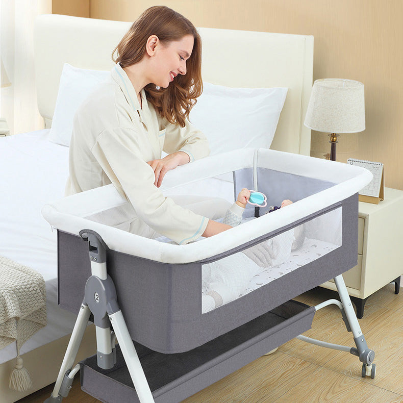 KRIDDO Portable Baby Crib Bedside Sleeper with Easy Folding and Storage Basket for Newborns