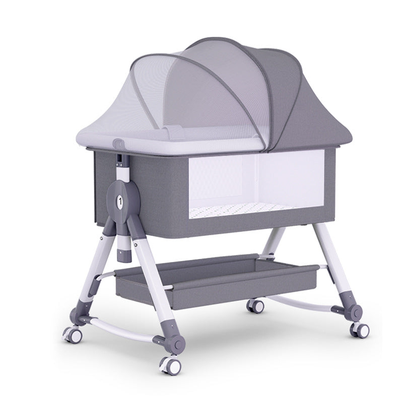 KRIDDO Portable Baby Crib Bedside Sleeper with Easy Folding and Storage Basket for Newborns
