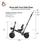 KRIDDO 2-in-1 Kids Tricycle with Steering Push Handle for Ages 18 Months to 5 Years