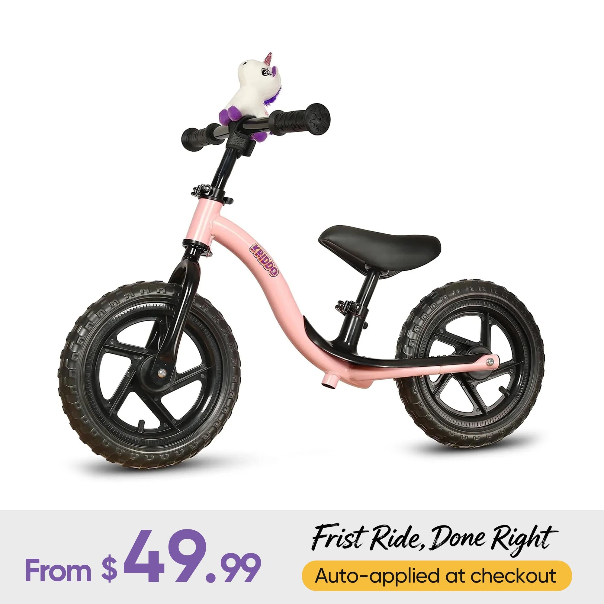 KRIDDO Pink Toy Balance Bike with Unicorn Toy for 2 to 5 Years Old