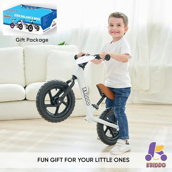 KRIDDO Toddler Balance Bike with Customize Plate for 18 Months to 3 Years Old White