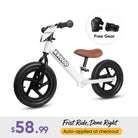 KRIDDO 12 Inch Toddler Balance Bike with Custom Name Plate for Ages 2–5 White, Includes Free Protective Gear Set