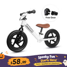 KRIDDO 12 Inch Toddler Balance Bike with Custom Name Plate for Ages 2–5 White, Includes Free Protective Gear Set