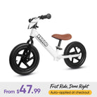 KRIDDO 12 Inch Toddler Balance Bike with Custom Name Plate for Ages 2–5 White