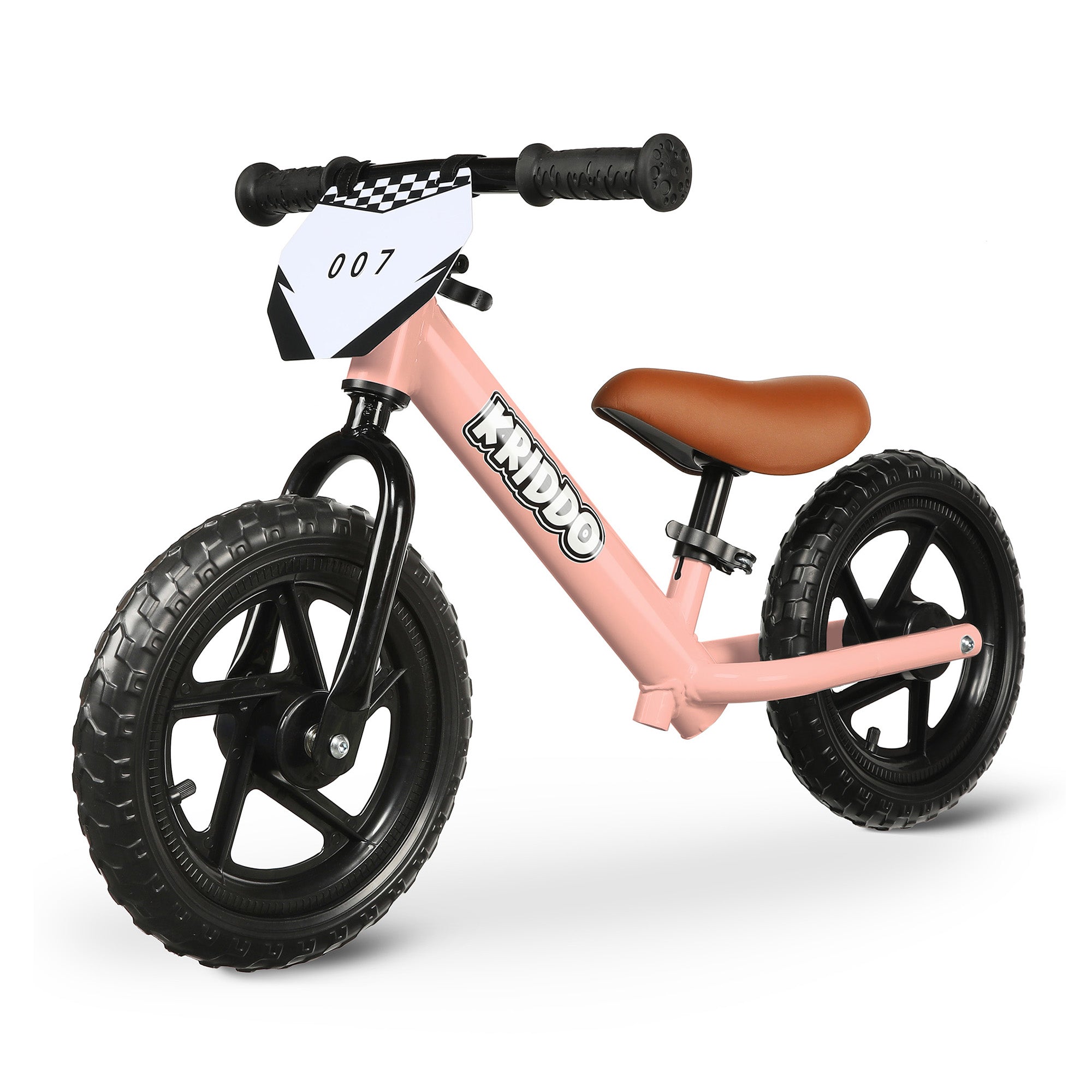 KRIDDO Toddler Balance Bike with Customize Plate for 18 Months to 3 Years Old Pink V2