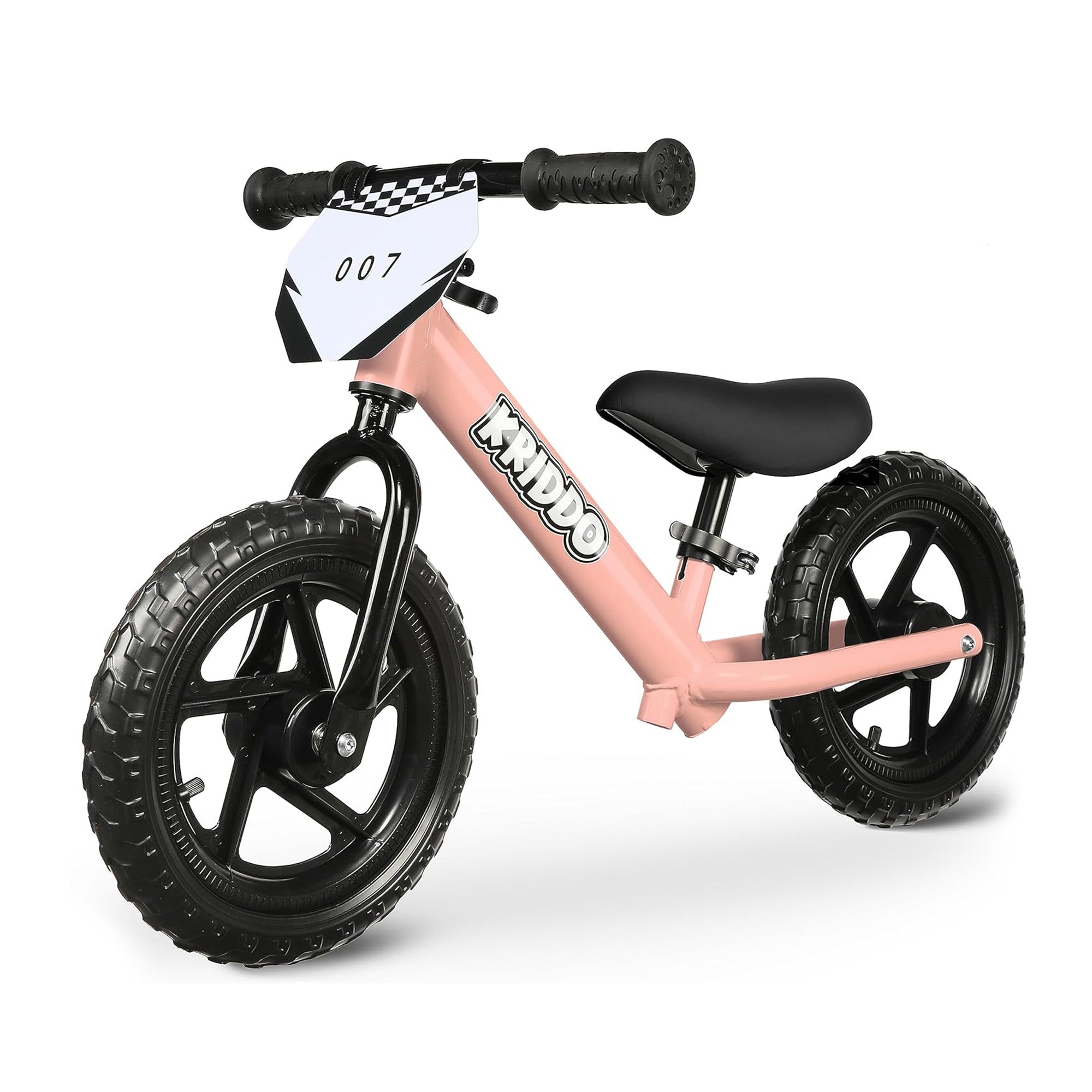 KRIDDO Toddler Balance Bike with Customize Plate for 18 Months to 3 Years Old Pink V2