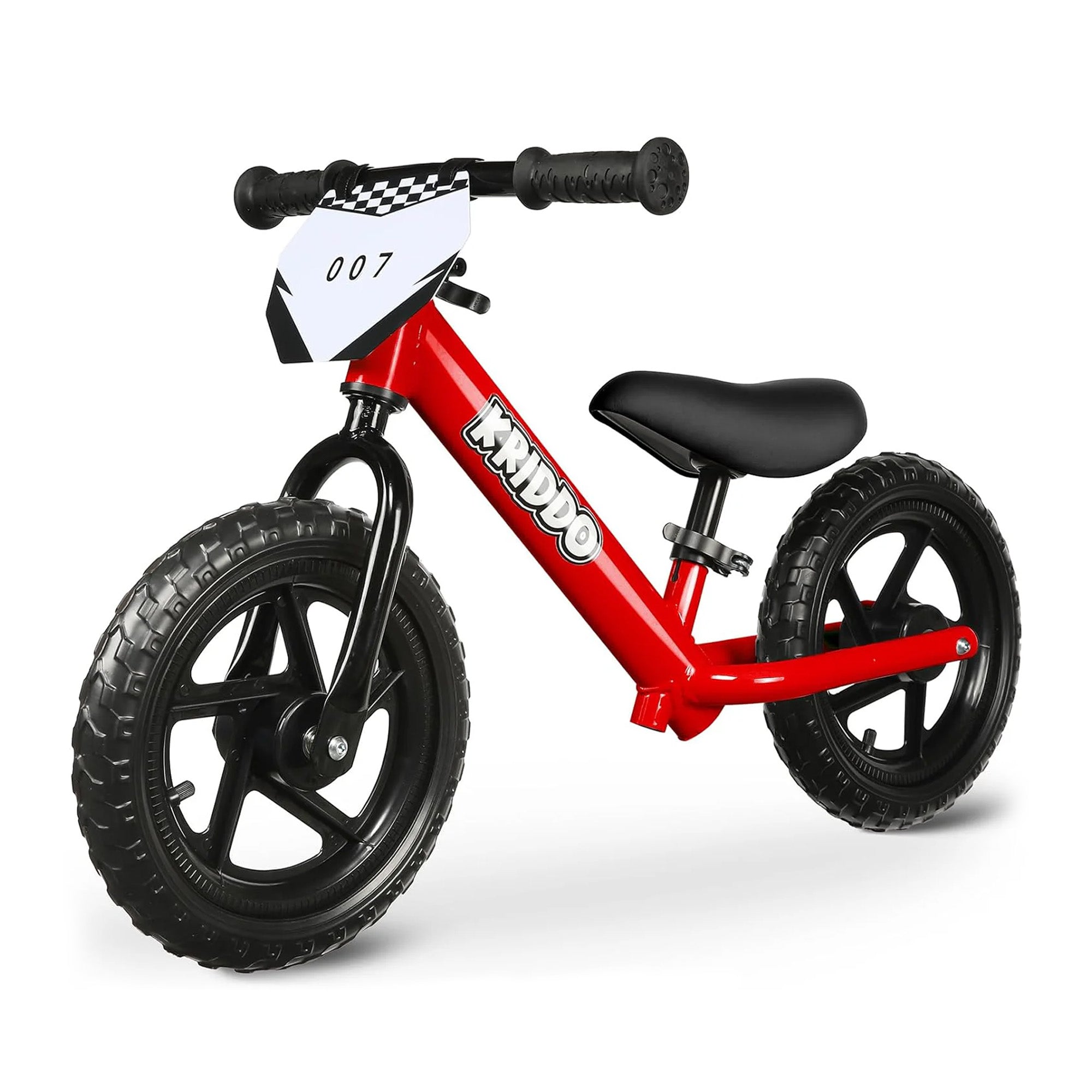 KRIDDO Toddler Balance Bike with Customize Plate for 18 Months to 3 Years Old Red