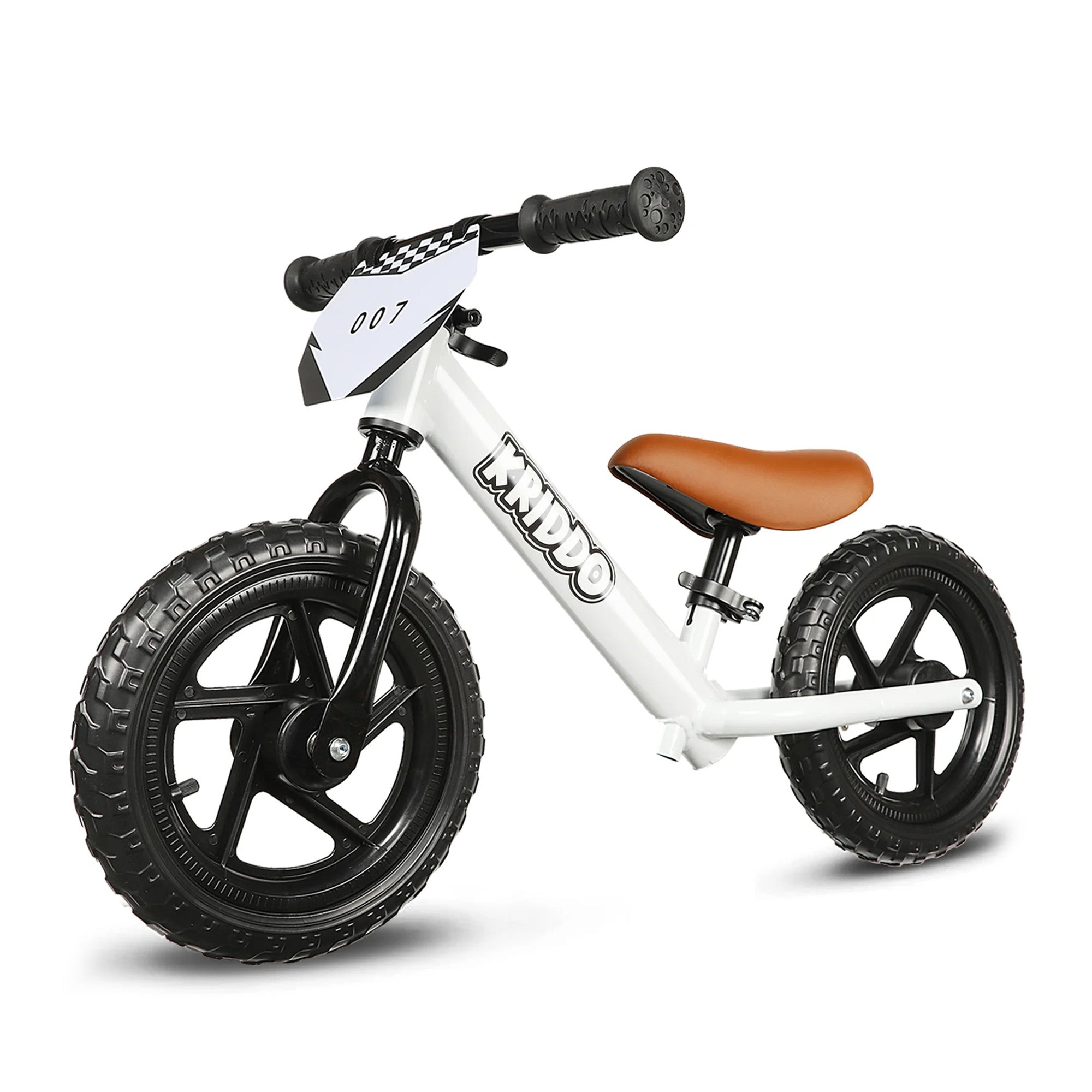 KRIDDO Toddler Balance Bike with Customize Plate for 18 Months to 3 Years Old White