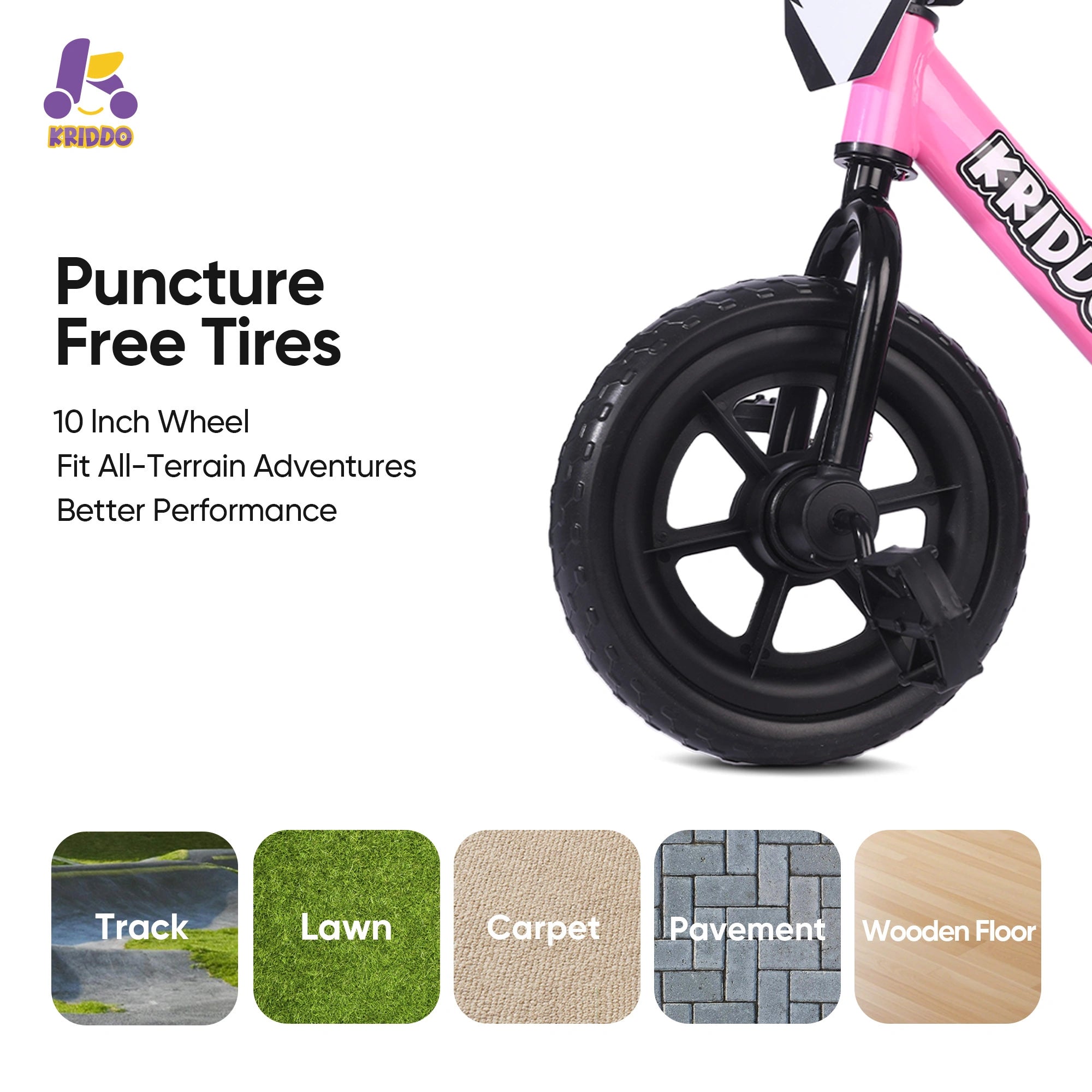 KRIDDO Pedal-Assist Toddler Bike with Training Wheels for Ages 18 Months to 3 Years Pink