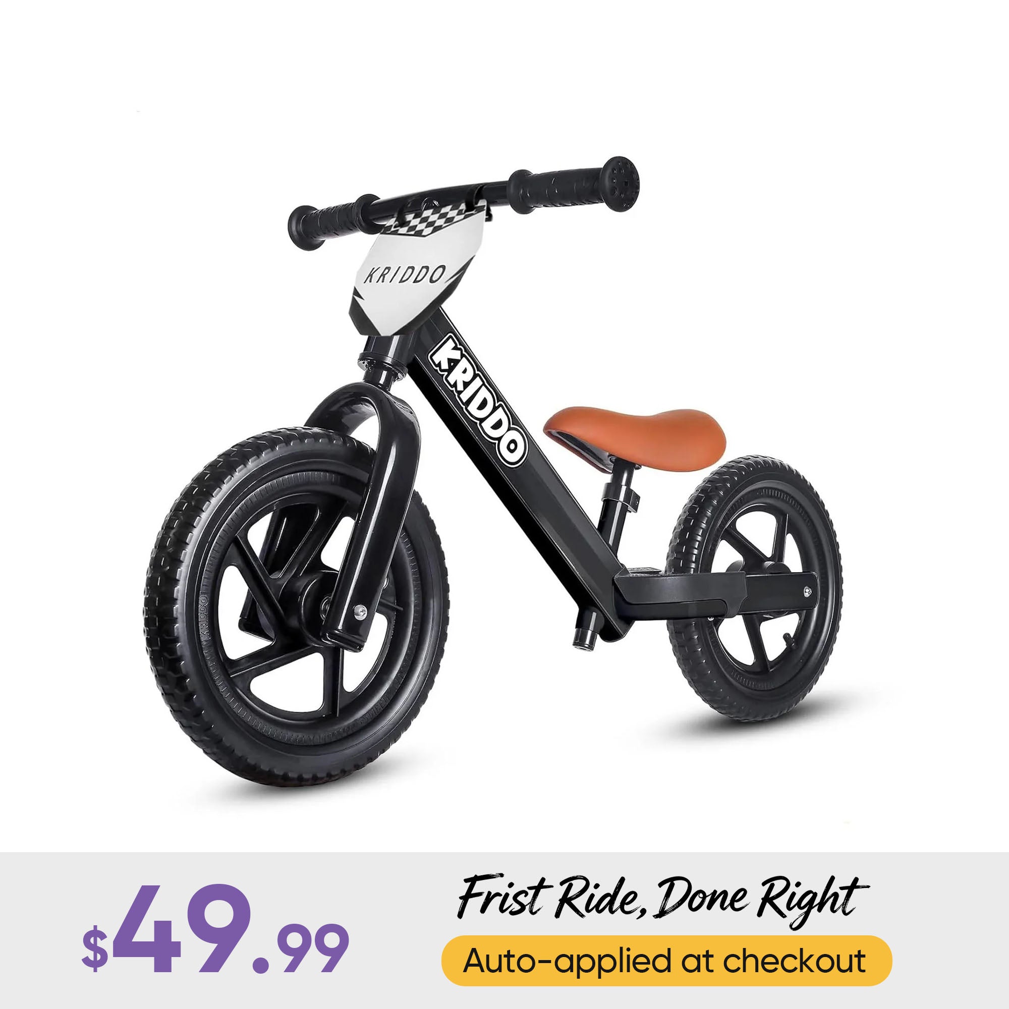 KRIDDO Toddler Beginner Bike for 2 to 5 Years Old with DIY Colorful Stickers Black