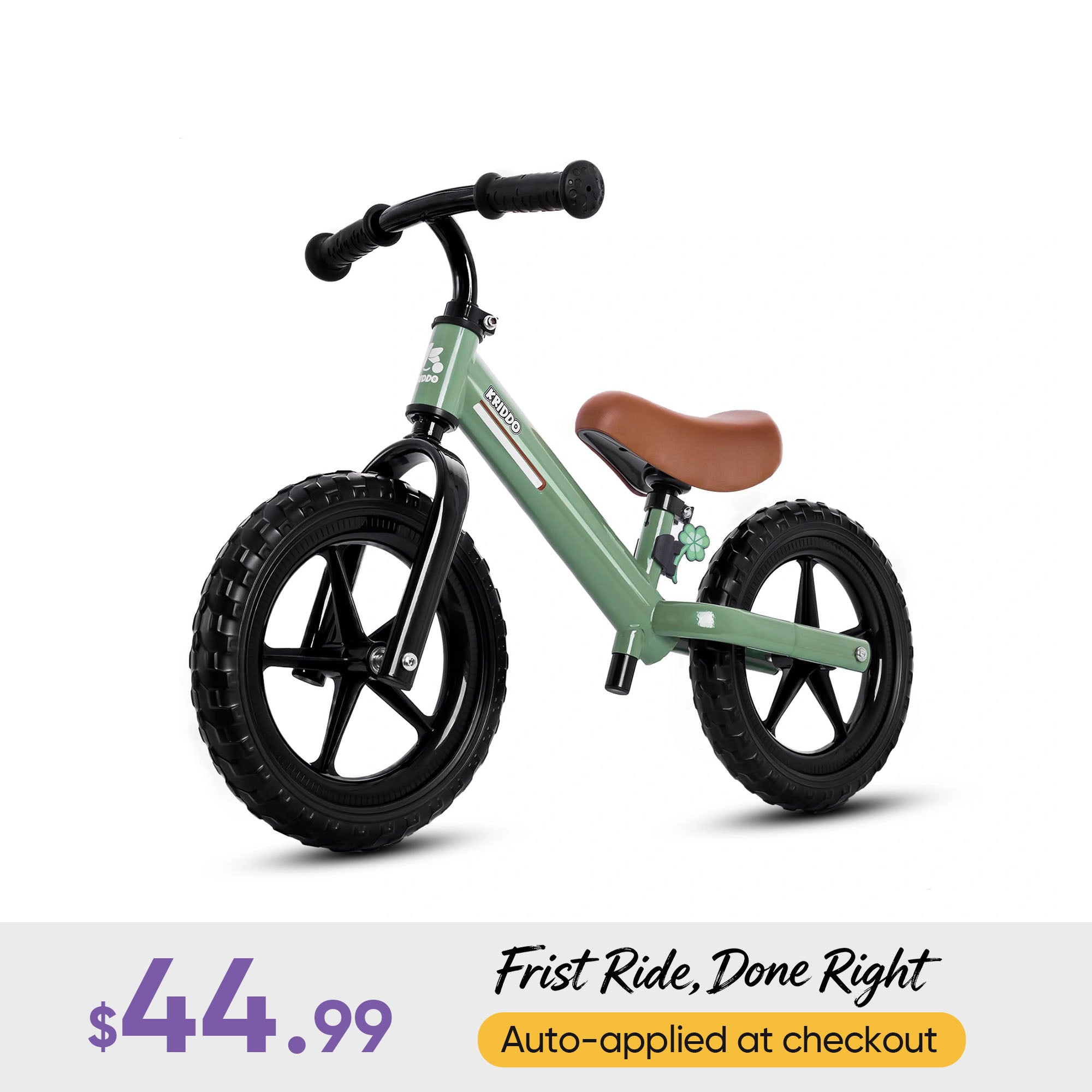 KRIDDO Toddler Balance Bike With Dual Bearing Wheels For 2 to 5 Years Old Green