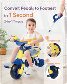 KRIDDO  2-in-1 Kids Tricycle for 18 months to 3 Years Old Blue